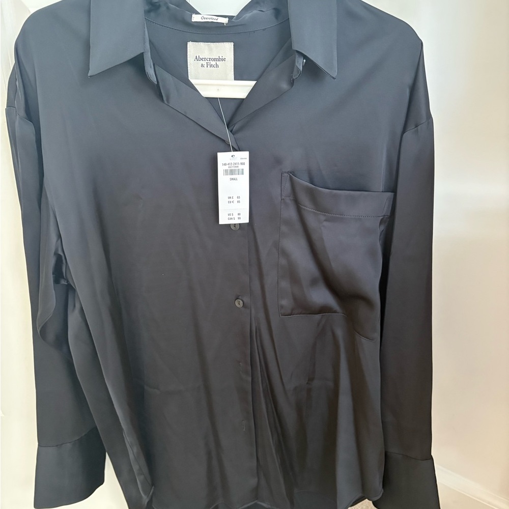 Abercrombie & Fitch Black Oversized Satin Blouse